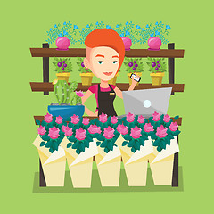 Image showing Florist at flower shop vector illustration.