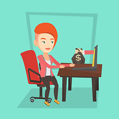 Image showing Businesswoman earning money from online business.