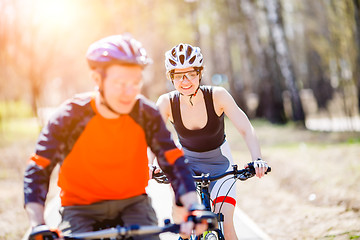 Image showing Photo of cyclist with sunlight