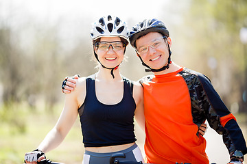 Image showing Portrait of athletes in helmets