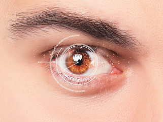 Image showing The conceptual image of digital eye of a young man