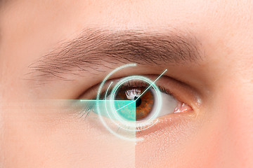 Image showing The conceptual image of digital eye of a young man