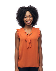 Image showing happy african american young woman over white