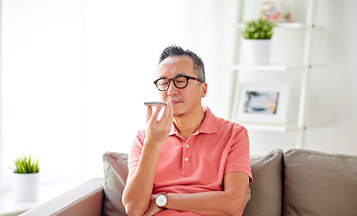 Image showing man using voice command recorder on smartphone