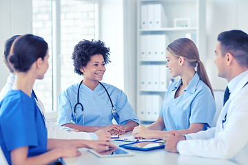 Image showing group of happy doctors meeting at hospital office