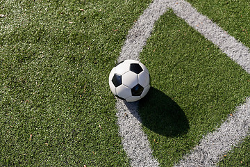 Image showing soccer ball on football field