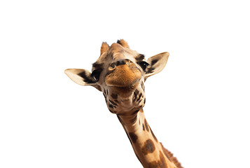 Image showing close up of giraffe head on white