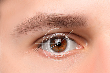 Image showing The conceptual image of digital eye of a young man