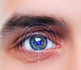 Image showing The conceptual image of digital eye of a young man