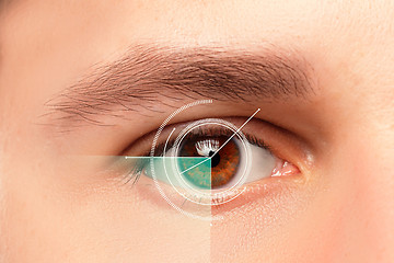 Image showing The conceptual image of digital eye of a young man