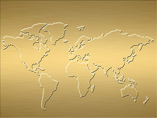 Image showing gold world map