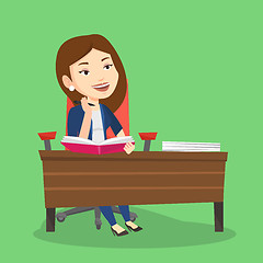 Image showing Student writing at the desk vector illustration.