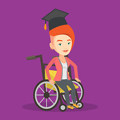 Image showing Graduate sitting in wheelchair vector illustration