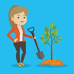 Image showing Woman plants tree vector illustration.