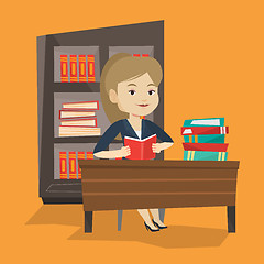 Image showing Student reading book vector illustration.