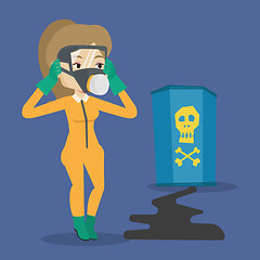 Image showing Woman in radiation protective suit.