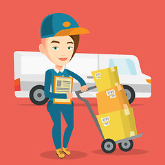 Image showing Delivery courier with cardboard boxes.