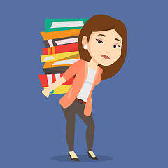 Image showing Student with pile of books vector illustration.