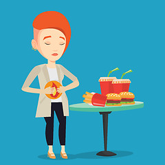 Image showing Woman suffering from heartburn vector illustration