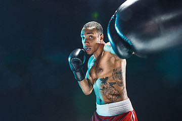 Image showing Afro american male boxer.