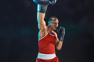 Image showing Afro american male boxer.