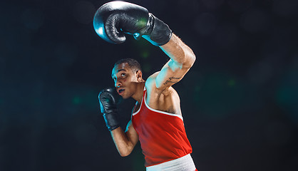 Image showing Afro american male boxer.