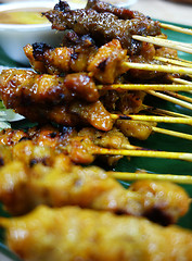 Image showing Mutton and chicken satay