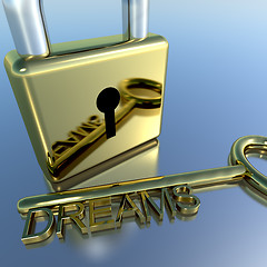 Image showing Padlock With Dreams Key Showing Wishes Hope And Future