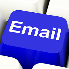 Image showing Email Computer Key In Blue For Emailing Or Contacting