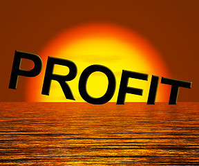 Image showing Profit Word Sinking As Symbol for Unprofitable Business And Fail