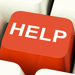 Image showing Help Computer Button Showing Assistance Support And Answers