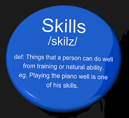 Image showing Skills Definition Button Showing Aptitude Ability And Competence