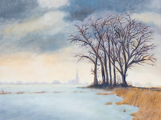 Image showing Trees in a beautiful winter landscape