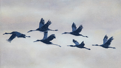 Image showing Painting of birds flying 