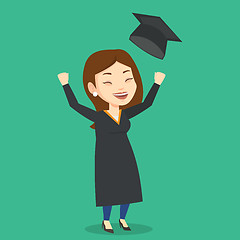 Image showing Graduate throwing up graduation hat.