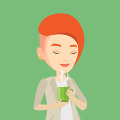 Image showing Woman enjoying cup of coffee vector illustration
