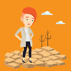 Image showing Sad woman in the desert vector illustration.