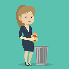 Image showing Woman throwing junk food vector illustration.