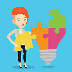 Image showing Student with idea lightbulb vector illustration.