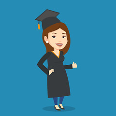 Image showing Graduate giving thumb up vector illustration.