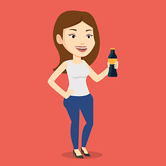 Image showing Young woman drinking soda vector illustration.