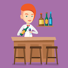 Image showing Bartender standing at the bar counter.