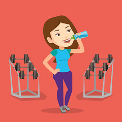 Image showing Sportive woman drinking water vector illustration.