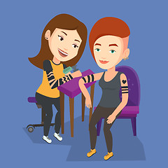 Image showing Tattoo artist at work vector illustration.