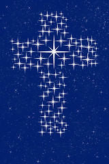 Image showing christian cross in stars