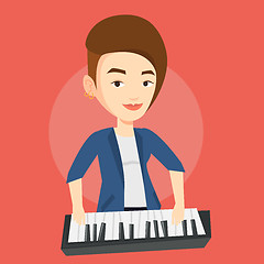 Image showing Woman playing piano vector illustration.