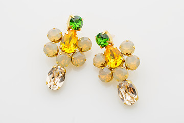 Image showing Closeup of crystal earrings