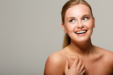 Image showing Beautiful woman on gray background