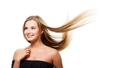 Image showing Beautiful girl with flying hair