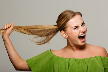 Image showing Beautiful model in green dress